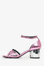 Salvatore Ferragamo Pink Metallic 'Flor 55' Mirror Heel Sandals Size 6