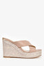 Jimmy Choo Dusty Rose Leather Metallic Espadrille Wedges Size 36.5