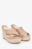 Jimmy Choo Dusty Rose Leather Metallic Espadrille Wedges Size 36.5