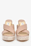 Jimmy Choo Dusty Rose Leather Metallic Espadrille Wedges Size 36.5