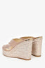 Jimmy Choo Dusty Rose Leather Metallic Espadrille Wedges Size 36.5