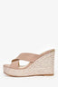 Jimmy Choo Dusty Rose Leather Metallic Espadrille Wedges Size 36.5
