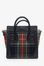 Celine 2017 Plaid Print Tartan Nano Luggage Tote Bag With Strap