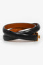 Celine Black/Gold Tone Leather Logo Triple Tour Wrap Bracelet