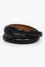 Celine Black/Gold Tone Leather Logo Triple Tour Wrap Bracelet