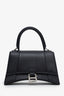 Balenciaga Black Leather Hourglass Small Top Handle Bag With Strap