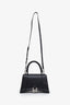 Balenciaga Black Leather Hourglass Small Top Handle Bag With Strap