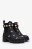 Gucci Black Leather Star/Bee GG Crystal Embellished Ankle Boots Size 39.5
