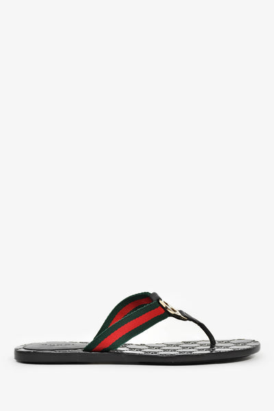 Gucci Black GG Embossed Web Flip Flops Size 36 – Mine & Yours