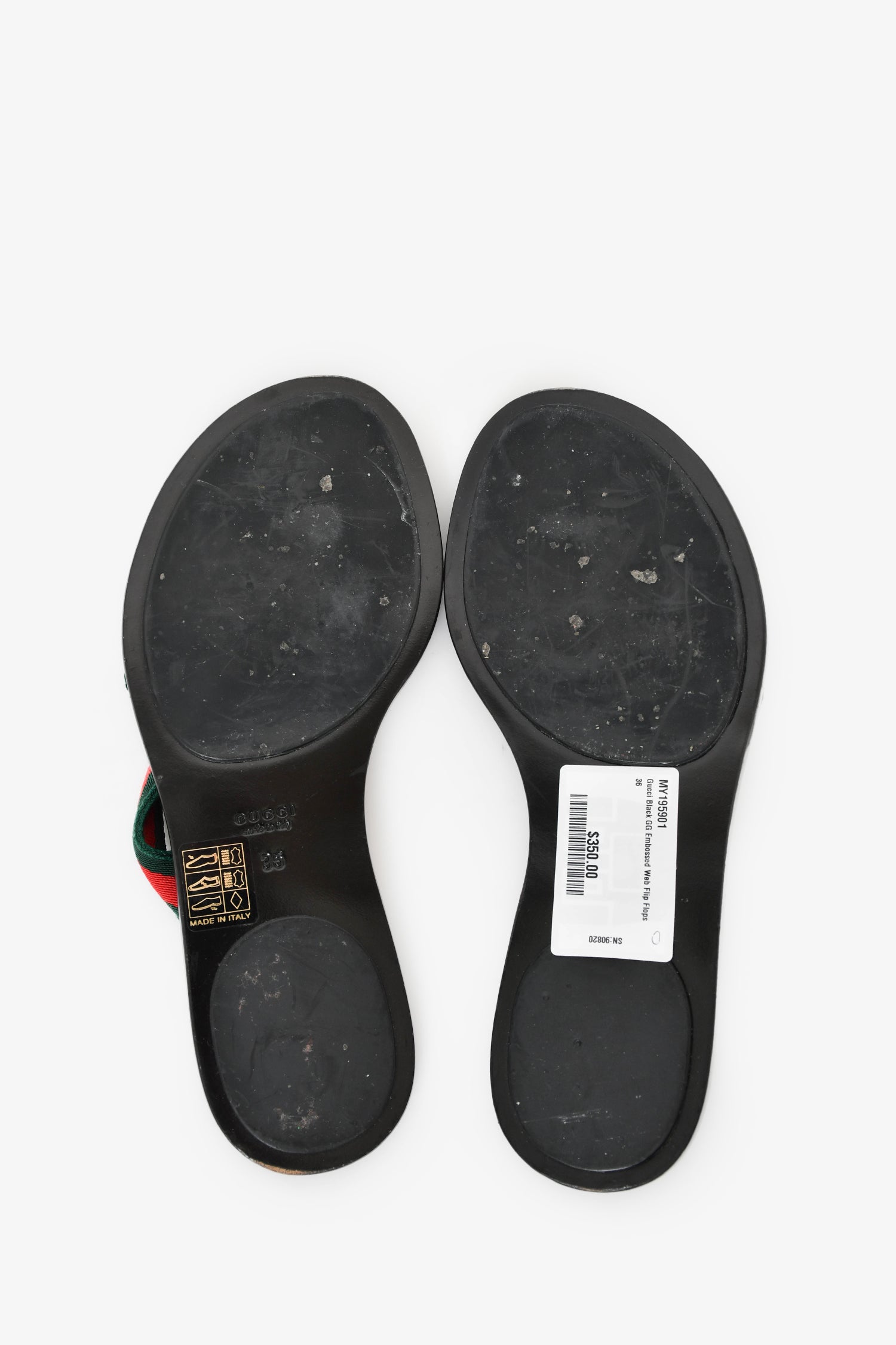 Gucci Black GG Embossed Web Flip Flops Size 36 – Mine & Yours