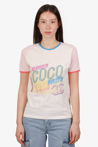 Pre-Loved Chanel™ 2017 White Cotton 'Viva Coco Cuba Libre' T-Shirt