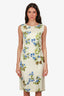 Prada 2003-04 Cream/Floral Silk Sleeveless Midi Dress Size 40