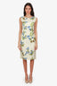 Prada 2003-04 Cream/Floral Silk Sleeveless Midi Dress Size 40