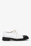 Pre-Loved Chanel™ Black/White Leather CC Logo Oxford Loafers Size 39.5