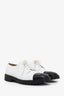 Pre-Loved Chanel™ Black/White Leather CC Logo Oxford Loafers Size 39.5