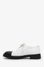 Pre-Loved Chanel™ Black/White Leather CC Logo Oxford Loafers Size 39.5