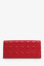 Christian Dior Red Leather Cannage Lady Dior Wallet On Chain