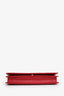 Christian Dior Red Leather Cannage Lady Dior Wallet On Chain