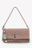 Miu Miu Pink Leather Matelasse Crystal Flap Shoulder Bag With Strap