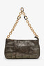 Fendi Gold Metallic Leather Baguette Shoulder Bag With Chain Strap