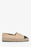 Pre-Loved Chanel™ Beige/Black Leather Interlocking CC Logo Espadrilles Size 36