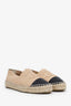 Pre-Loved Chanel™ Beige/Black Leather Interlocking CC Logo Espadrilles Size 36