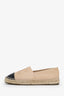 Pre-Loved Chanel™ Beige/Black Leather Interlocking CC Logo Espadrilles Size 36