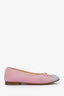 Pre-Loved Chanel™ Pink/Silver Patent And Canvas CC Cap Toe Ballet Flats Size 37