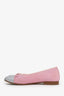 Pre-Loved Chanel™ Pink/Silver Patent And Canvas CC Cap Toe Ballet Flats Size 37