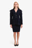 Pre-Loved Chanel™ 08A Navy Wool Lion-Head Buttoned Jacket/Skirt Set Size 38