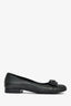 Pre-Loved Chanel™ Black Leather Crystal Bow Detail Flats Size 36.5