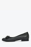 Pre-Loved Chanel™ Black Leather Crystal Bow Detail Flats Size 36.5