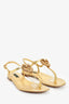 Dolce & Gabbana Gold Sacred Heart Logo T-Strap Sandals Size 35