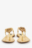Dolce & Gabbana Gold Sacred Heart Logo T-Strap Sandals Size 35