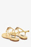 Dolce & Gabbana Gold Sacred Heart Logo T-Strap Sandals Size 35