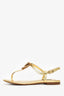 Dolce & Gabbana Gold Sacred Heart Logo T-Strap Sandals Size 35
