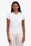 Hermès White Cotton H Embroidered Pocket Crewneck Top Size 34