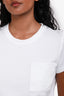 Hermès White Cotton H Embroidered Pocket Crewneck Top Size 34