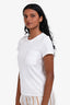 Hermès White Cotton H Embroidered Pocket Crewneck Top Size 34