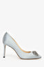 Jimmy Choo Baby Blue Embellished Satin Pumps Size 36