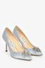 Jimmy Choo Baby Blue Embellished Satin Pumps Size 36