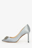 Jimmy Choo Baby Blue Embellished Satin Pumps Size 36