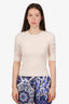 Chloé Cream Knit Half Sleeve Lace Detail Top Size S