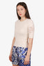 Chloé Cream Knit Half Sleeve Lace Detail Top Size S