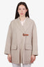 Hermes Beige/Grey Cashmere Belted Mid Length Coat Size 36