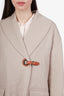 Hermes Beige/Grey Cashmere Belted Mid Length Coat Size 36