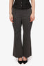 Ganni Grey/White Striped Straight Leg Pant Size 40