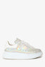 Alexander McQueen Silver/White Leather Reflective Oversize Sneakers Size 35.5