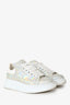 Alexander McQueen Silver/White Leather Reflective Oversize Sneakers Size 35.5