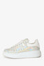 Alexander McQueen Silver/White Leather Reflective Oversize Sneakers Size 35.5